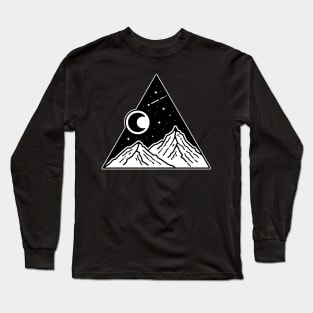 Mountain Moonlight Shooting Stars Long Sleeve T-Shirt